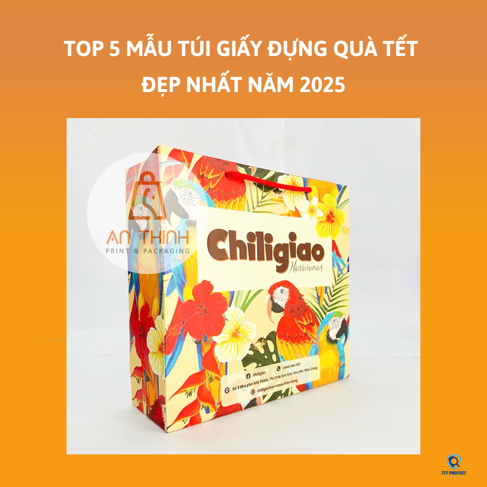 SẮC MÀU NHIỆT ĐỚI CỦA TÚI GIẤY ĐỰNG GIÀY DÉP VỚI HỌA TIẾT CHIM VẸT
