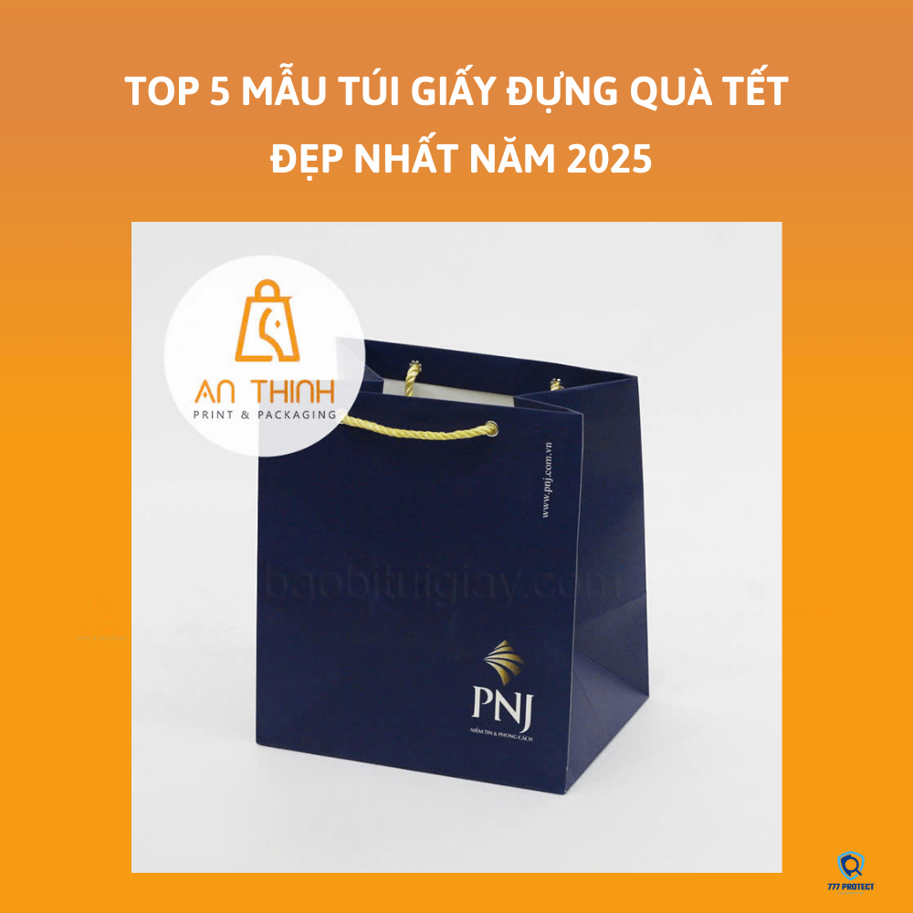 TÚI GIẤY ĐỰNG QUÀ TẾT CAO CẤP MÀU XANH ĐEN TỪ THƯƠNG HIỆU PNJ