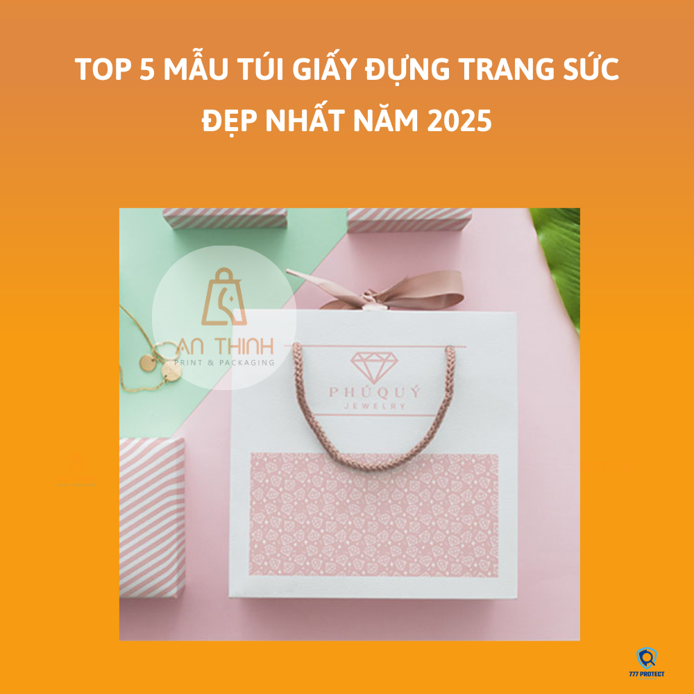 Mẫu túi giấy đựng trang sức màu hồng trắng đáng yêu
