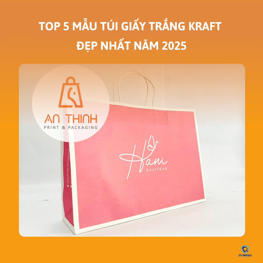 IN TÚI GIẤY TRẮNG KRAFT QUAI GIẤY