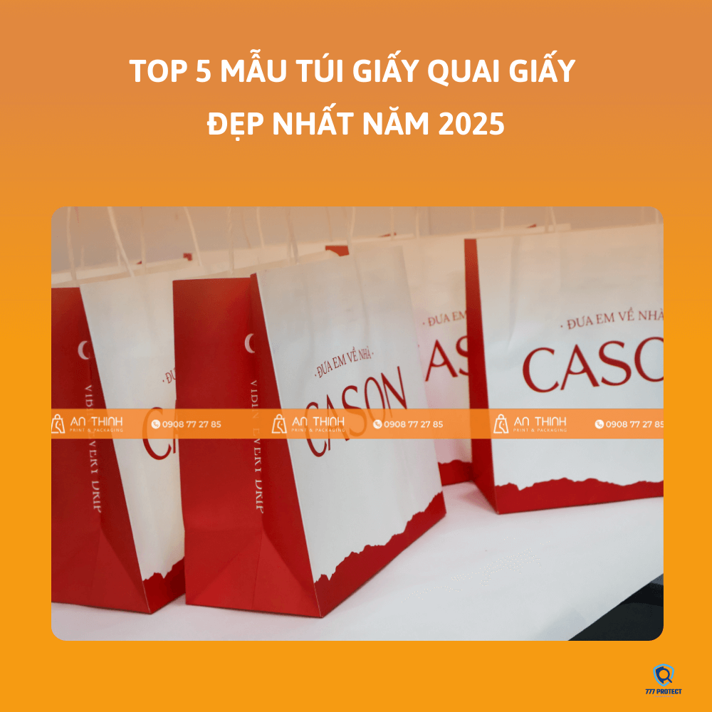 TÚI GIẤY QUAI GIẤY ĐỎ TRẮNG CASON