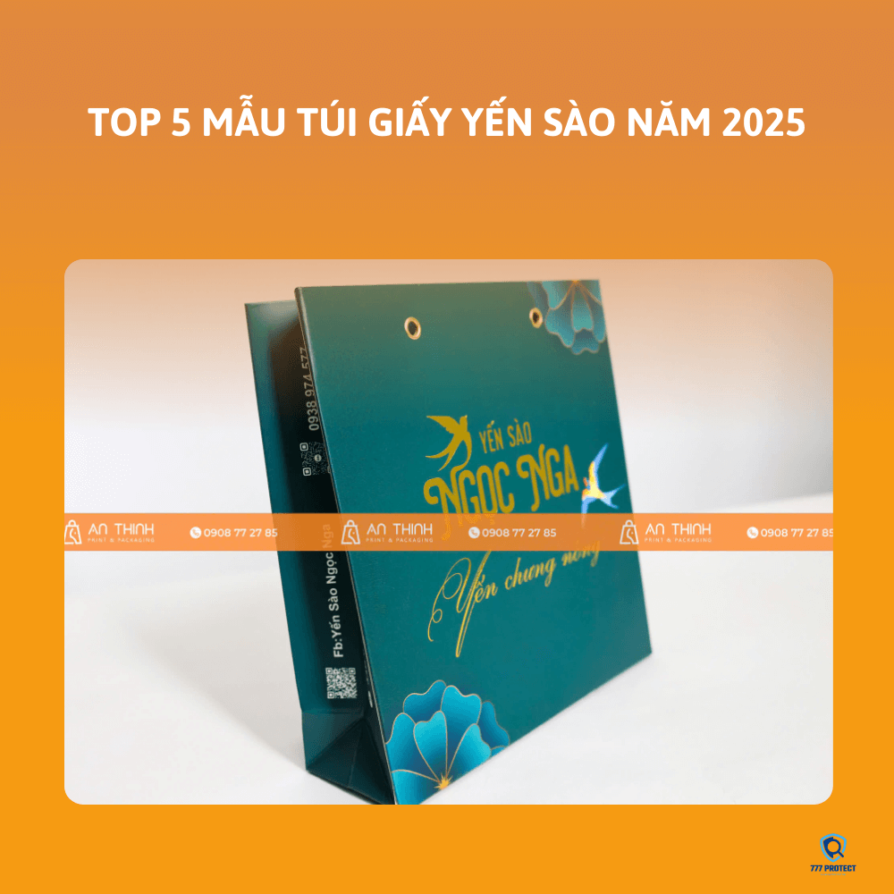 Túi giấy yên sào màu xanh ngọc lục bảo sang trọng